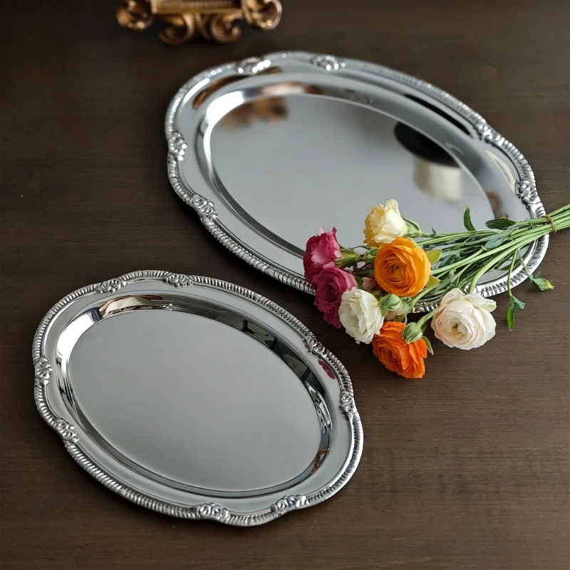 Vintage Embossed Silver Tray, Jewelry Storage Organizer, Vintage Home Decor, Photography Props
