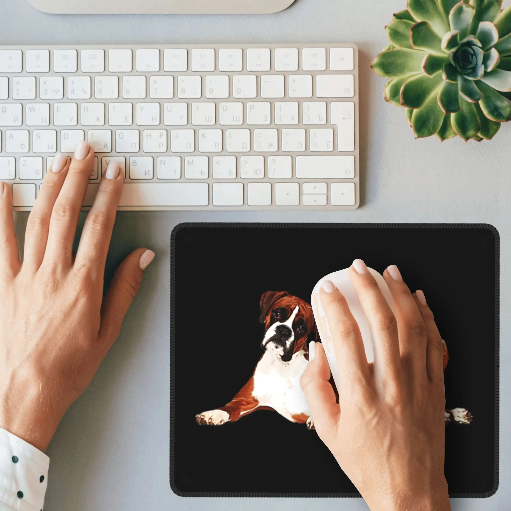 Schattige Boxer Hond Muismat Computer Toetsenbord Muis Mat Gaming PC Laptop Bureaumat Kantooraccessoires Placemats