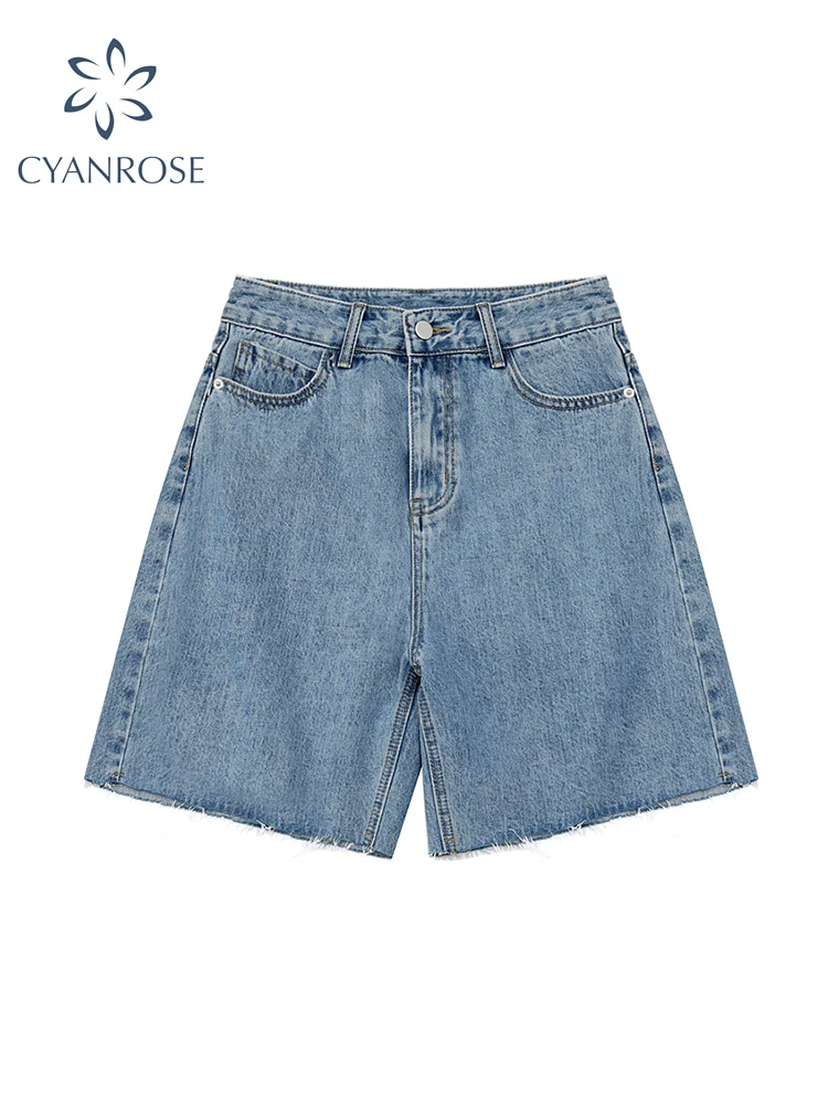 

Vintage Streetwear High Waist Wide Leg Denim Shorts For Women 2022 Summer Jean Shorts Women Korean Style Loose Short Shorts