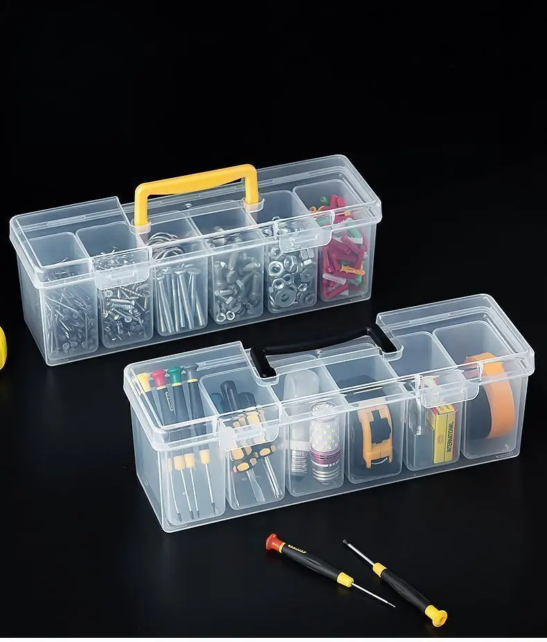 Portable Clear Parts Storage Box, Compartment Hardware Organizer Case for Screws & Small Accessories