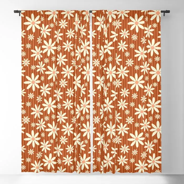 Groovy Daisy Flower Power  Blackout Curtains 3D Print Window Curtains for Bedroom Living Room Decor Window Treatments