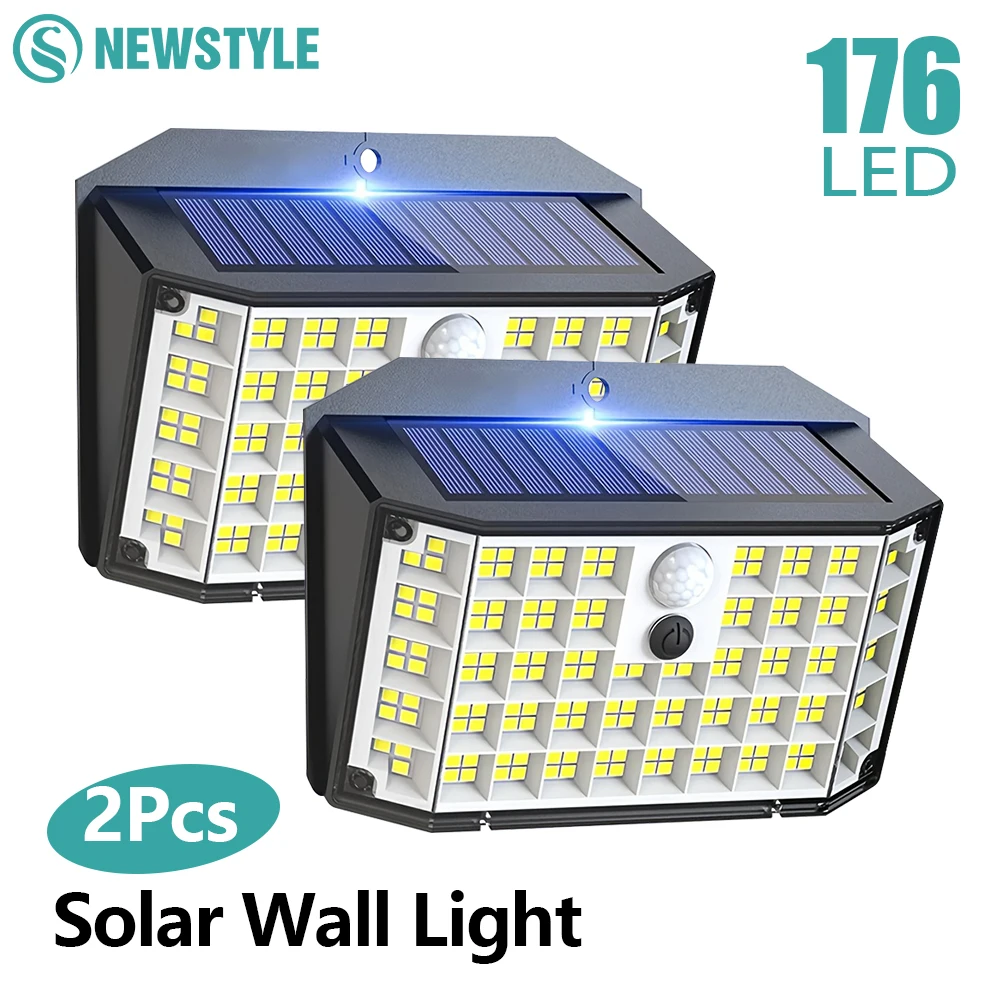 1/2PCS Solar Motion Sensor Lights Super Bright Solar Lights Outdoor Waterproof 176/528LED Security Light Fence Backyard Deck