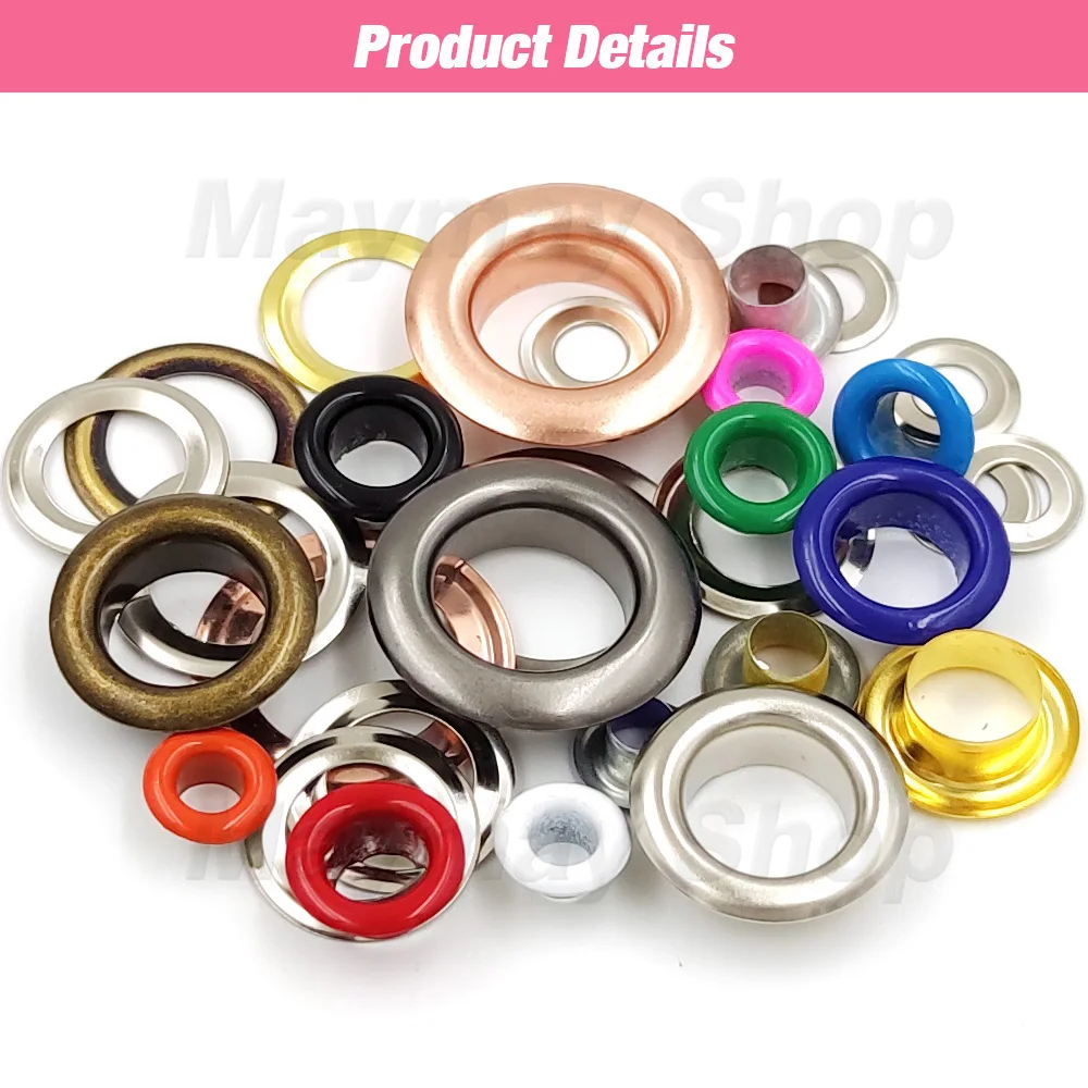 4/5/6/8/10/12mm Metal Eyelets Grommet Metal Hole Ring With Washer For Scrapbooking Shoes Belt Cap Bags Tags Clothes Leathercraft