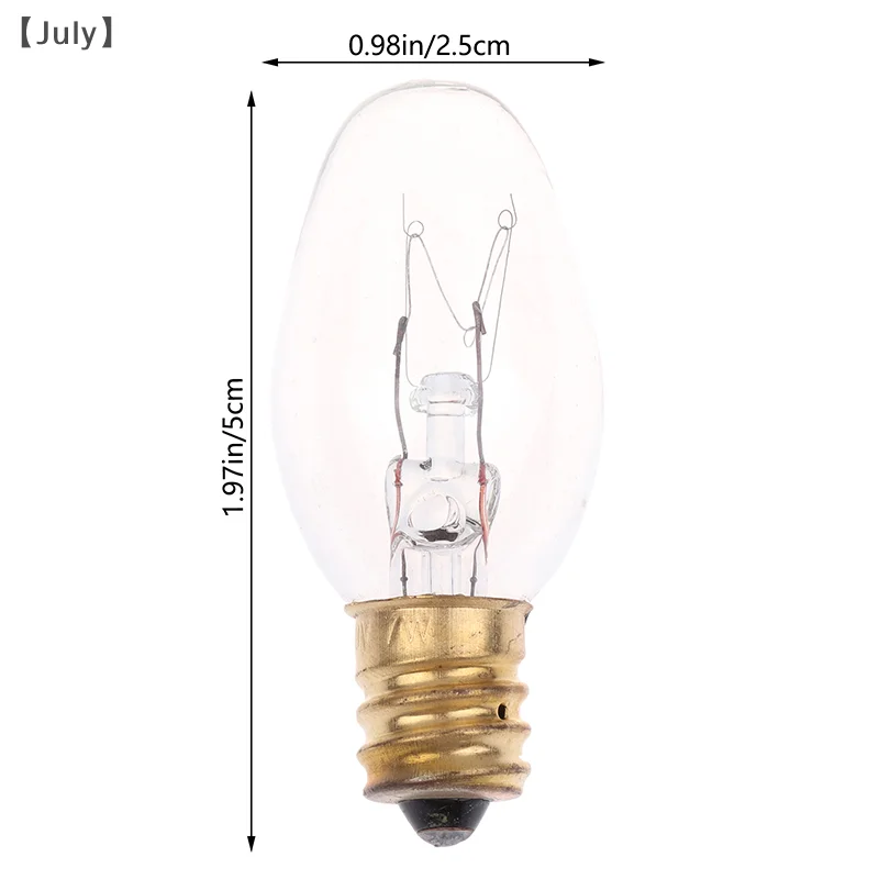 10 Buah E12 120V 7W Bohlam Lampu Tungsten Warna Kuning Hangat Transparan untuk Dekorasi Lampu Kulkas Jangkauan Garam