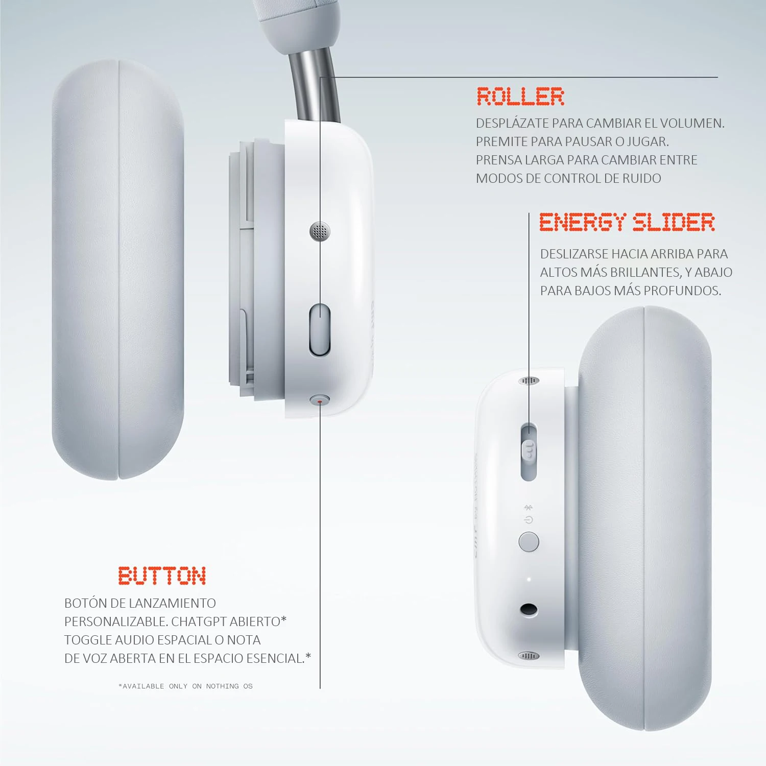 Auriculares – CMF Headphone Pro CMF by Nothing Auriculares Bluetooth de Diadema Over-Ear, hasta 100h de Batería, Hi-Res con LDAC, Audio Espacial, con Cancelación Activa de Ruido 6