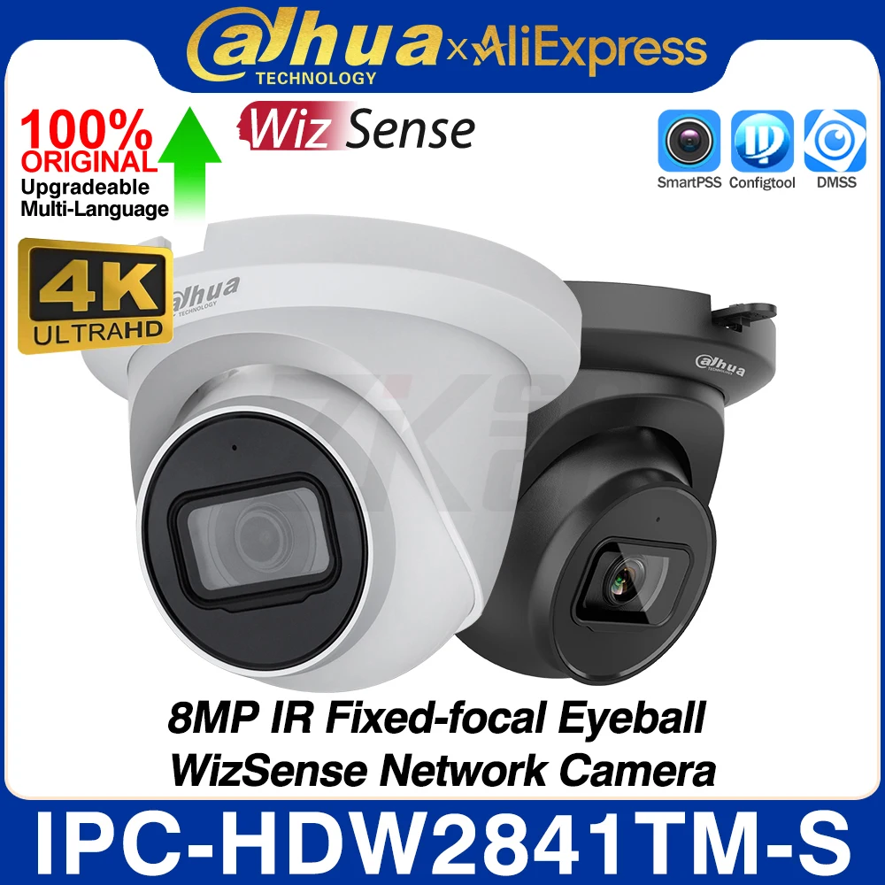 Dahua Original IPC-HDW2841TM-S 8MP 4K Eyeball WizSense Network IP Camera IR 30M built-in MIC SD Slot SMD Plus IVS POE H.265 IP67