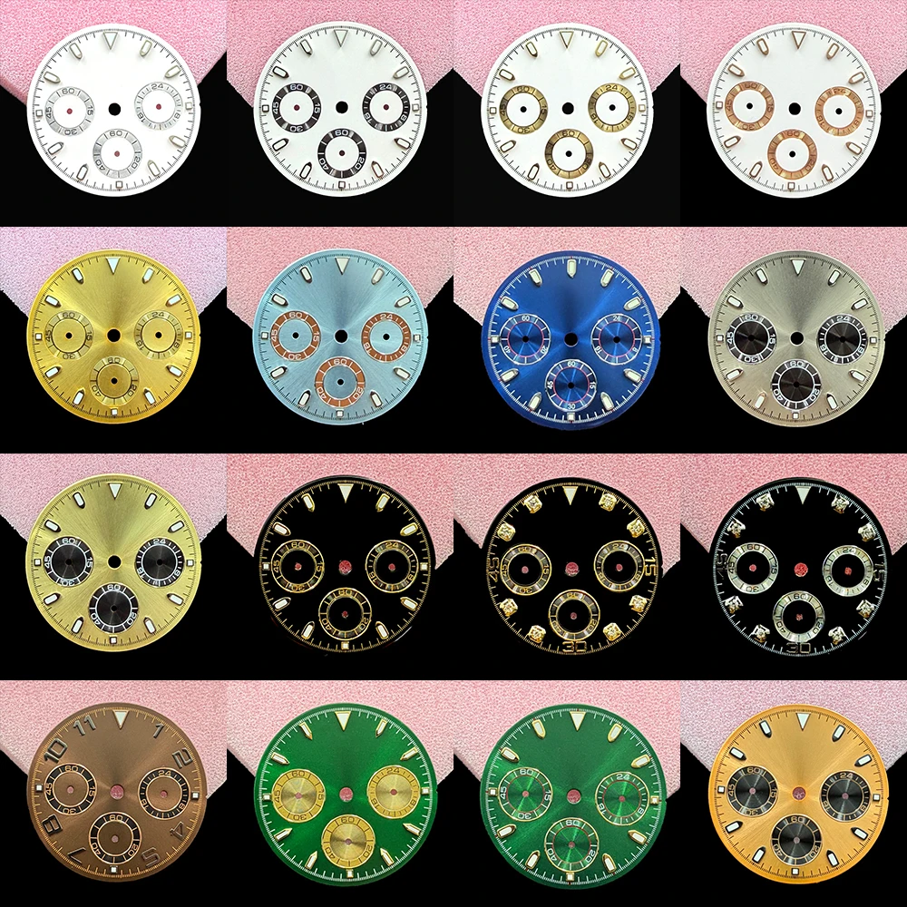 29mm VK63 watch dial personalized customization dial panda dial luminous dial VK63 movement watch replacement parts