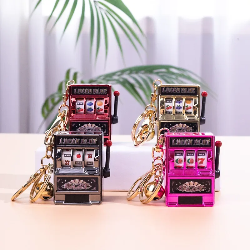 1pc Lucky Jackpot Mini Fruit Slot Machine arcade Birthday Keychain Gift Educational Toy Coin Operated Games Gambling Machine