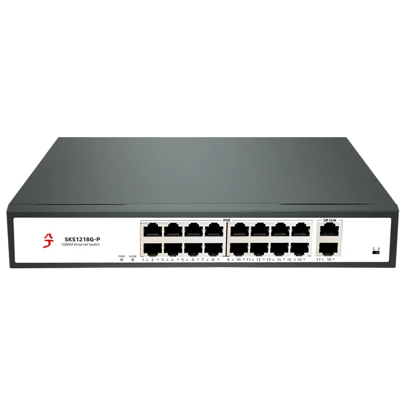 XikeStor 18 портов 1G POE Неуправляемый коммутатор Ethernet 16*1G PoE 2*1G RJ45 Интеллектуальное обнаружение с поддержкой стандартного/режима VLAN