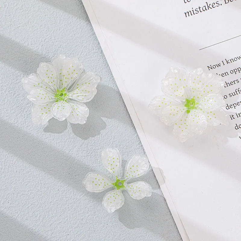 

Min order 30pcs/lot color pattern cartoon flowers shape handmade acrylic floral beads diy jewelry accessory