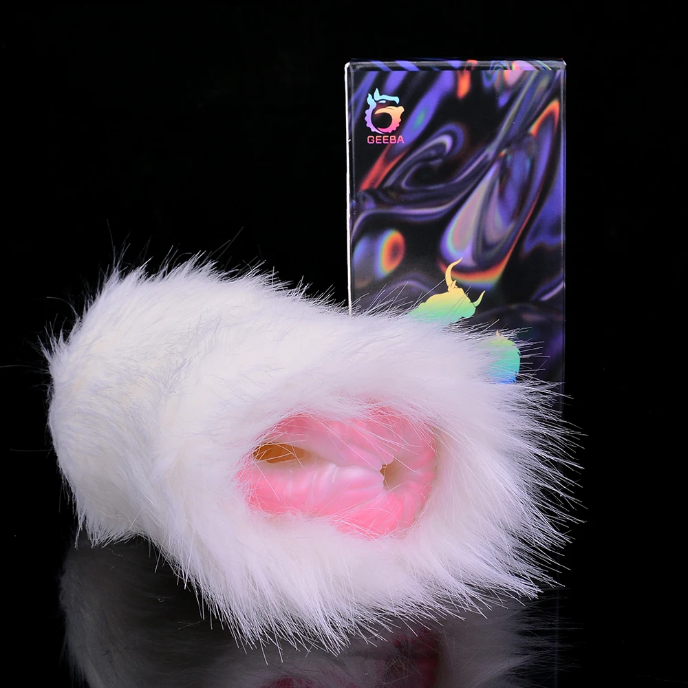 GEEBA 1.21lb Onahole With Fur Plush Pocket Pussy Men Stroker Silicone Male Masturbator with Realistic Texture Adult Sex Toys