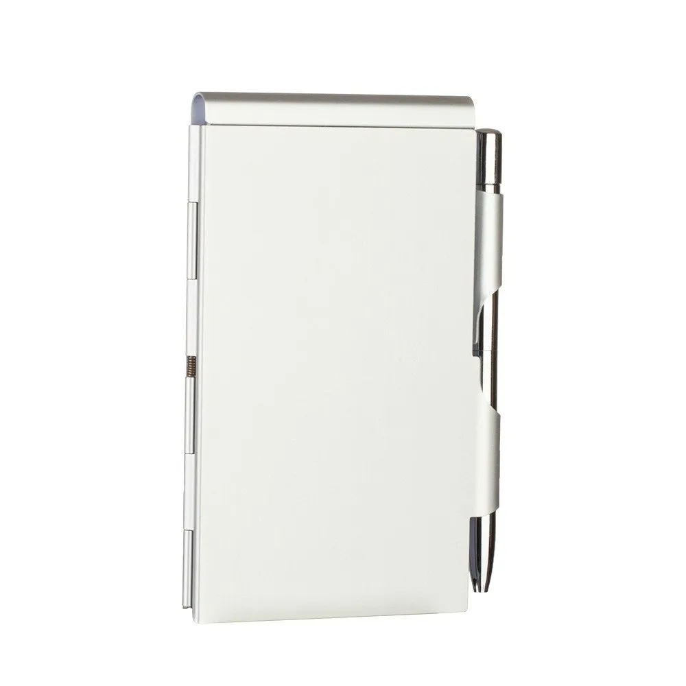 

Portable Aluminum Notepad with Memo Pads Pocket Metal Pocket Notebook Refillable Paper Durable Clamshell Notebook Student School