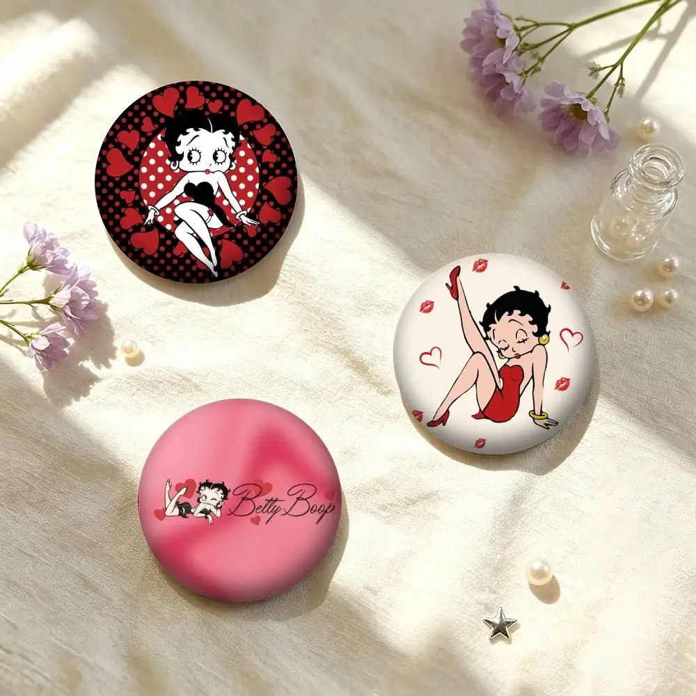 B-Betty Boop Chibi Retro Stage Red Heart  25 32 44 58 75mm Badges Personalized Round Brooches Pins Accessory Gift view 2