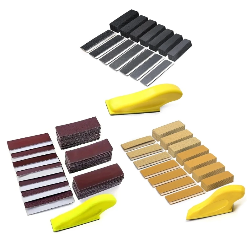 Handheld Sanding Block 71pcs Small Sander Craft Sandpaper Finger Sander Essential for Woodworking and Automotive Repair