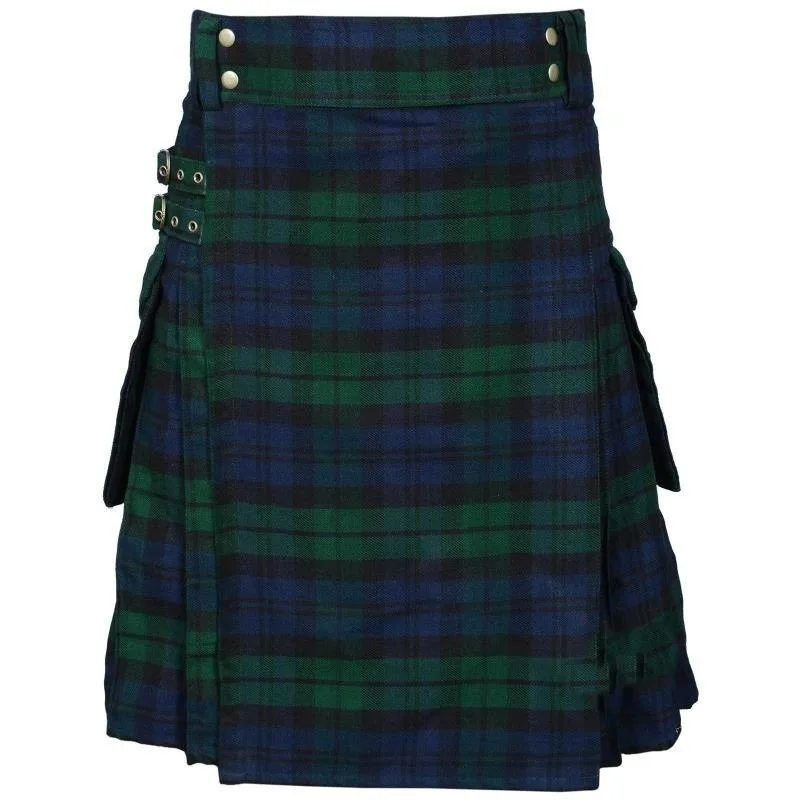Men's Scottish Festival Skirt Men's Checked Contrast Pleated Skirt