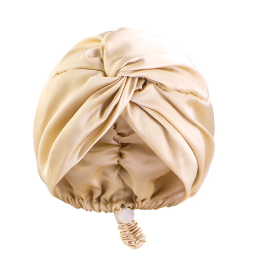 

Pure Silk Turban Bonnets For Women Satin Sleeping Bonnet Hat Adjustable Twist Hair Wrap Double Layer Turban Headwrap Hair Bonnet