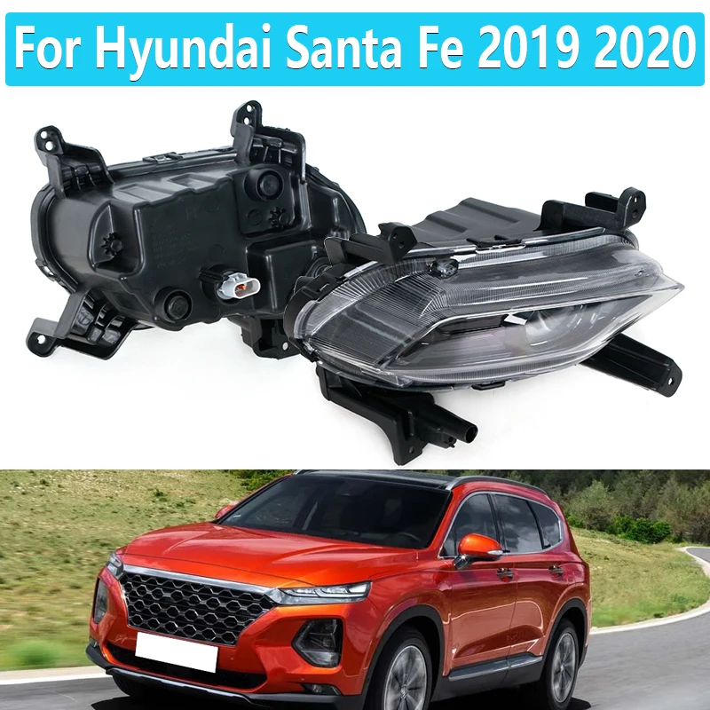 92201S1100 92202S1100 For Hyundai Santa Fe 2019 2020 LED DRL Headlight Front Bumper Fog Lamp Daytime Running Light Fog Lights