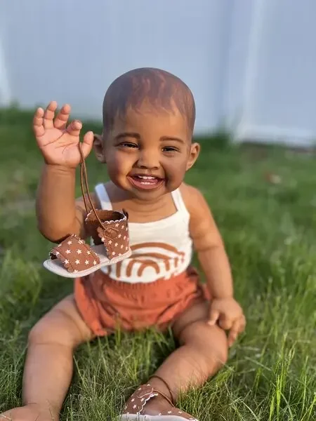 Customized Limited Supply 28inch Reborn Baby Mila Dark Skin Painted Hair Already Finished Doll Christmas Gift