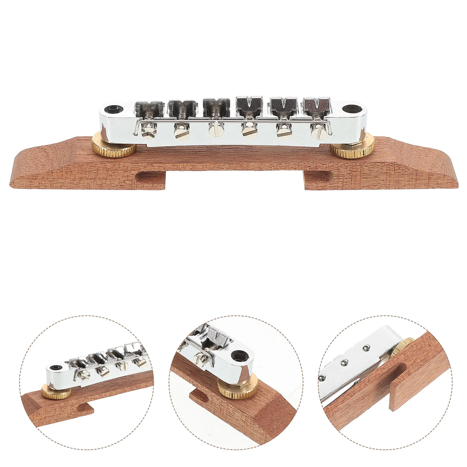 

Electric Guitar Bridge Saddle Replacement Roller String Bridge For Jazz Guitars Durable Zinc Alloy Wood Tone Universal Fit