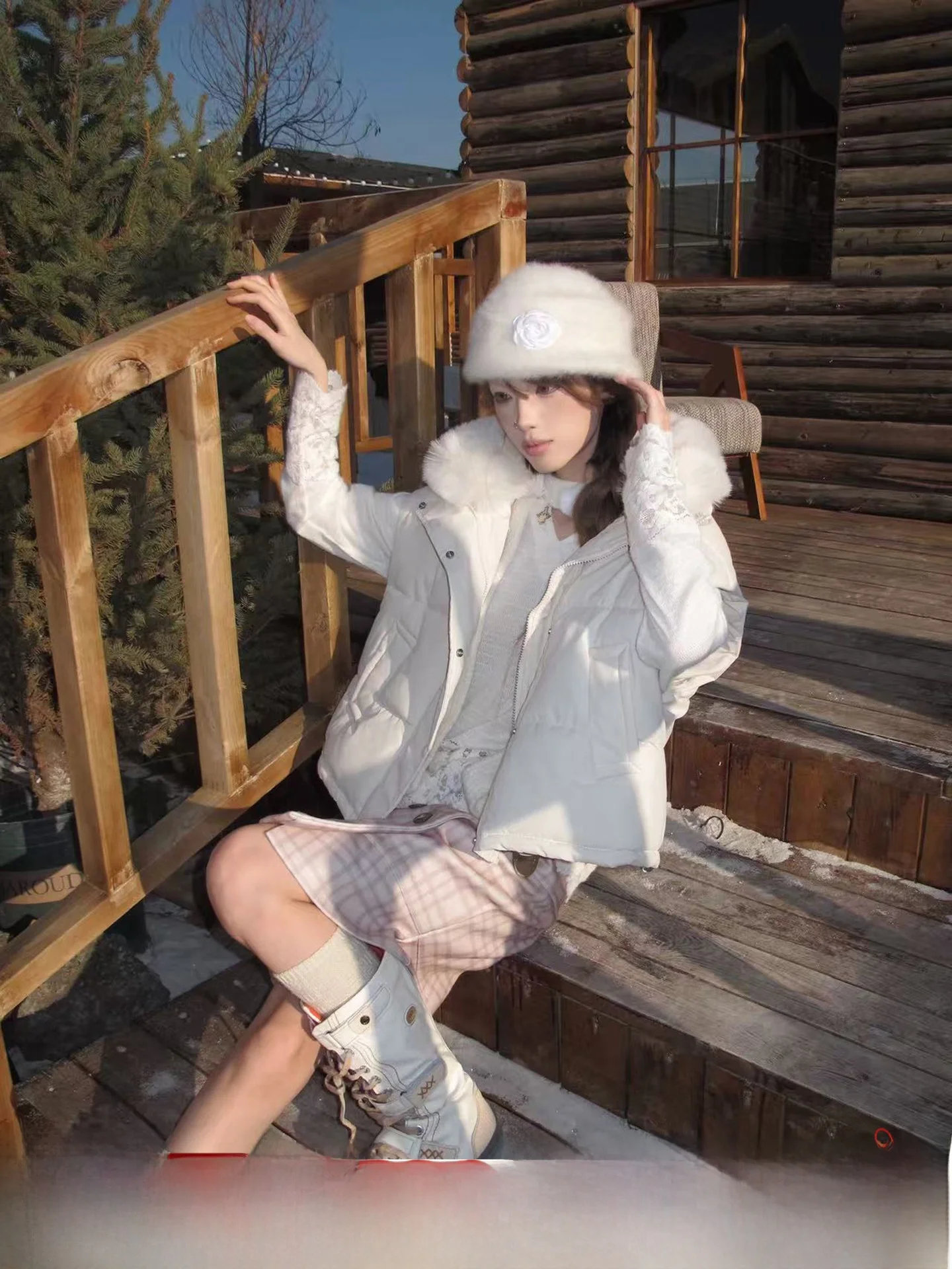 

Женская зимняя куртка Thiened с большим меховым воротником, свободное пальто небольшого размера, удобное чистое хлопковое пальто на молнии