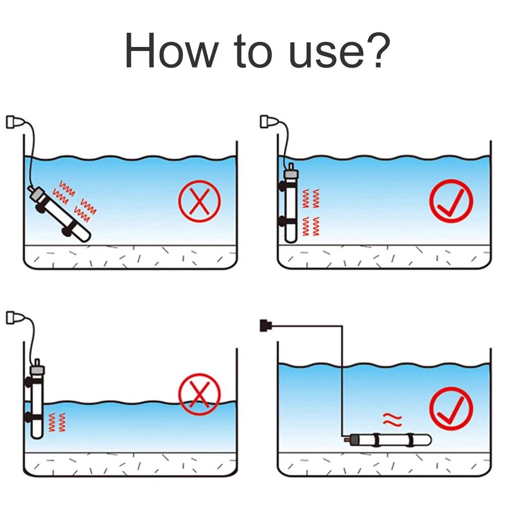 Aquarium Submersible Heater Turtle Fish Tank Adjustable Water Heating Rod Constant Temperature Control for Thermostat Aquario