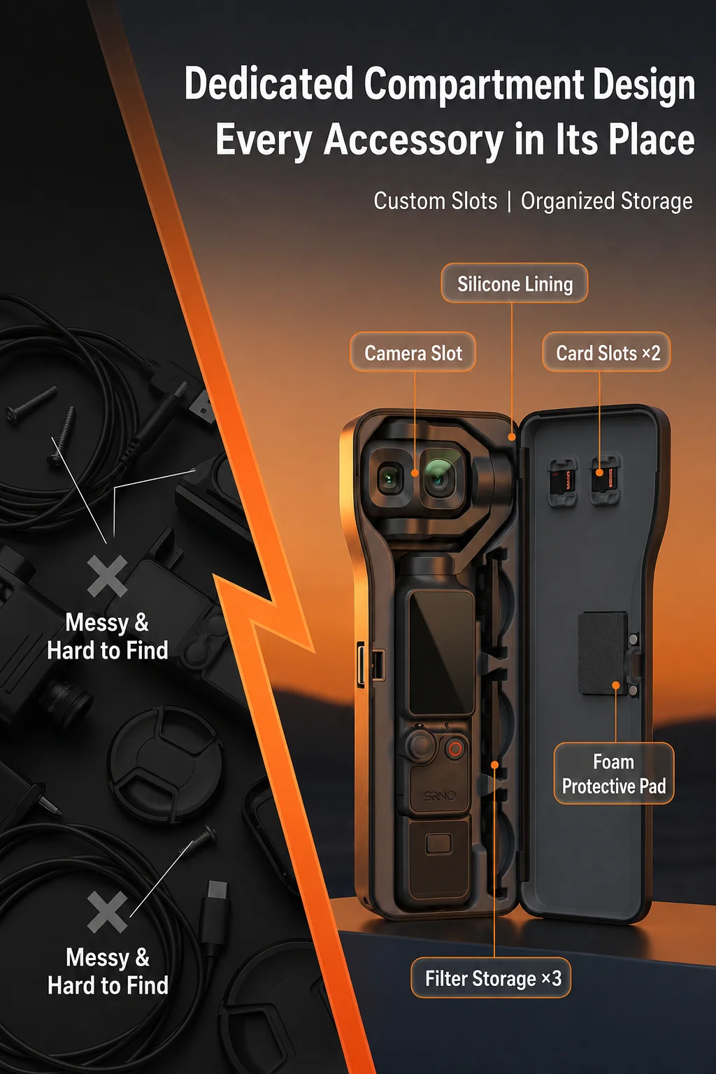 Wasserdichte Staubdichte Aufbewahrungsbox für DJI Pocket 4 Pro Harte Schutzhülle Sturzsicher Filterkartenfach Outdoor-Zubehör – Detail 2