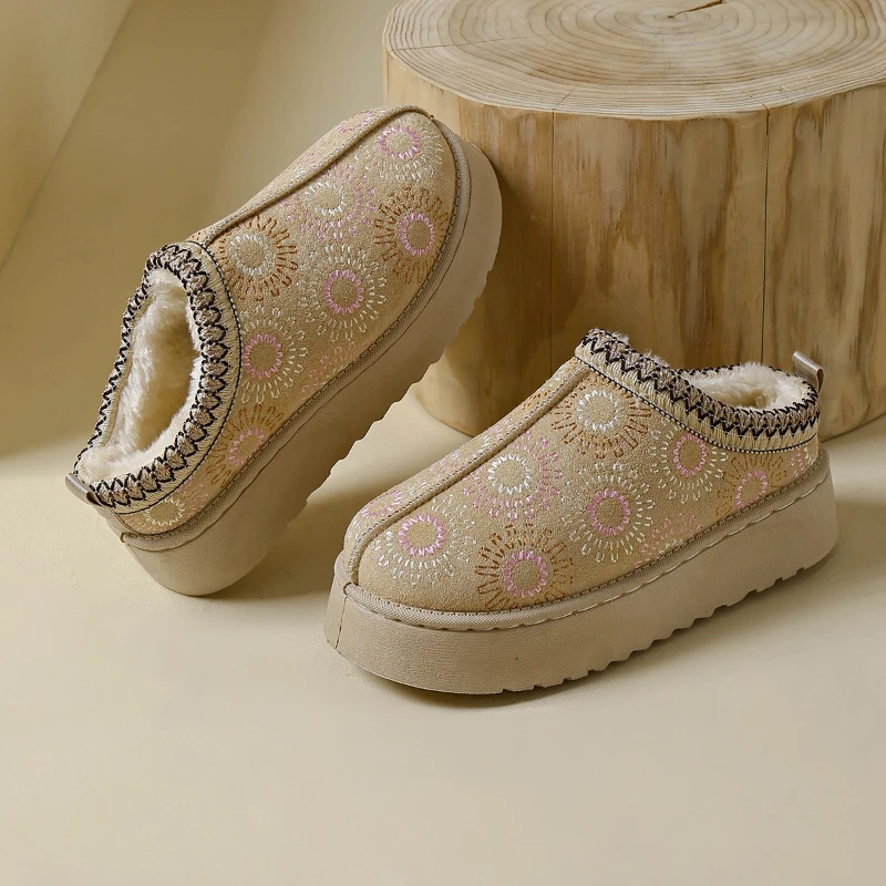 2026 Winter New Style Warm Thick-Soled Women's Snow Boots Fashionable Print Casual Round Toe Women's Ankle Boots Botas De Mujer