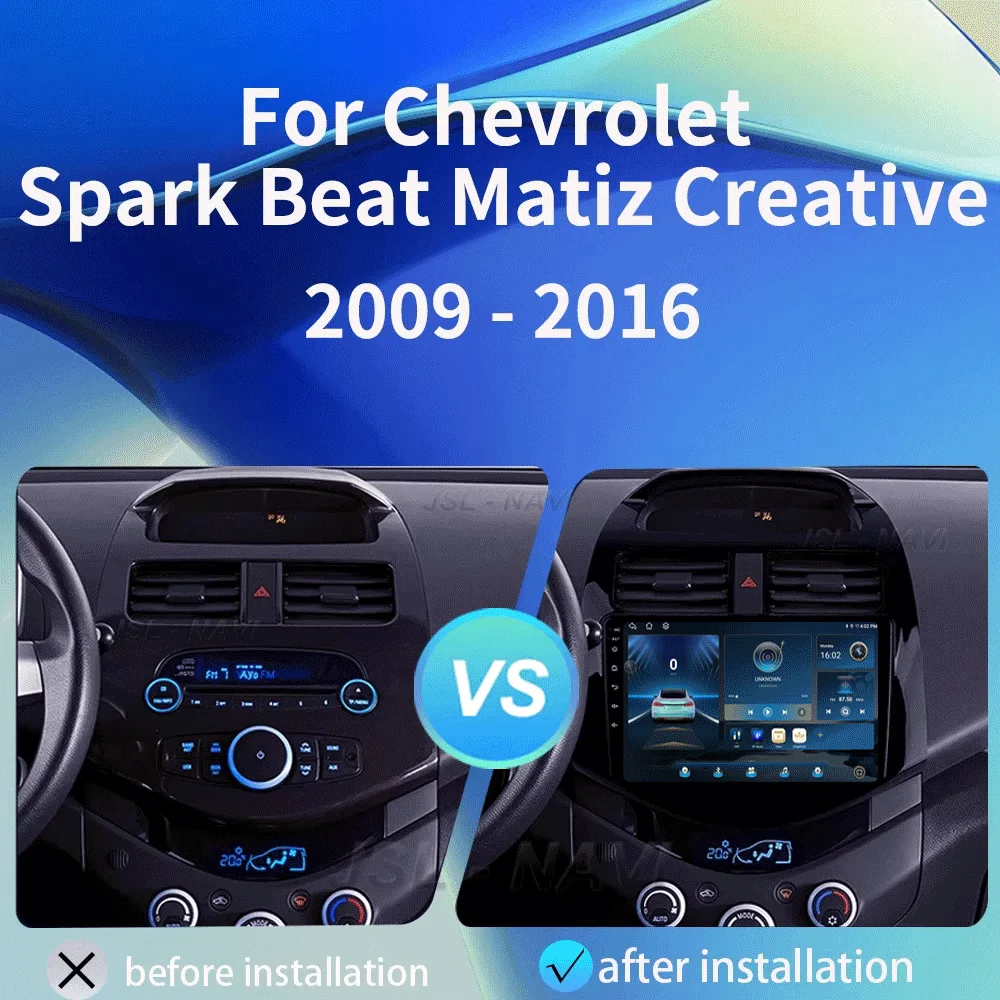 Android 16 Car Radio Carplay Auto Multimedia Player for Chevrolet Spark Beat Matiz Creative 2009 - 2016 E53 X5 M5 2din Stereo