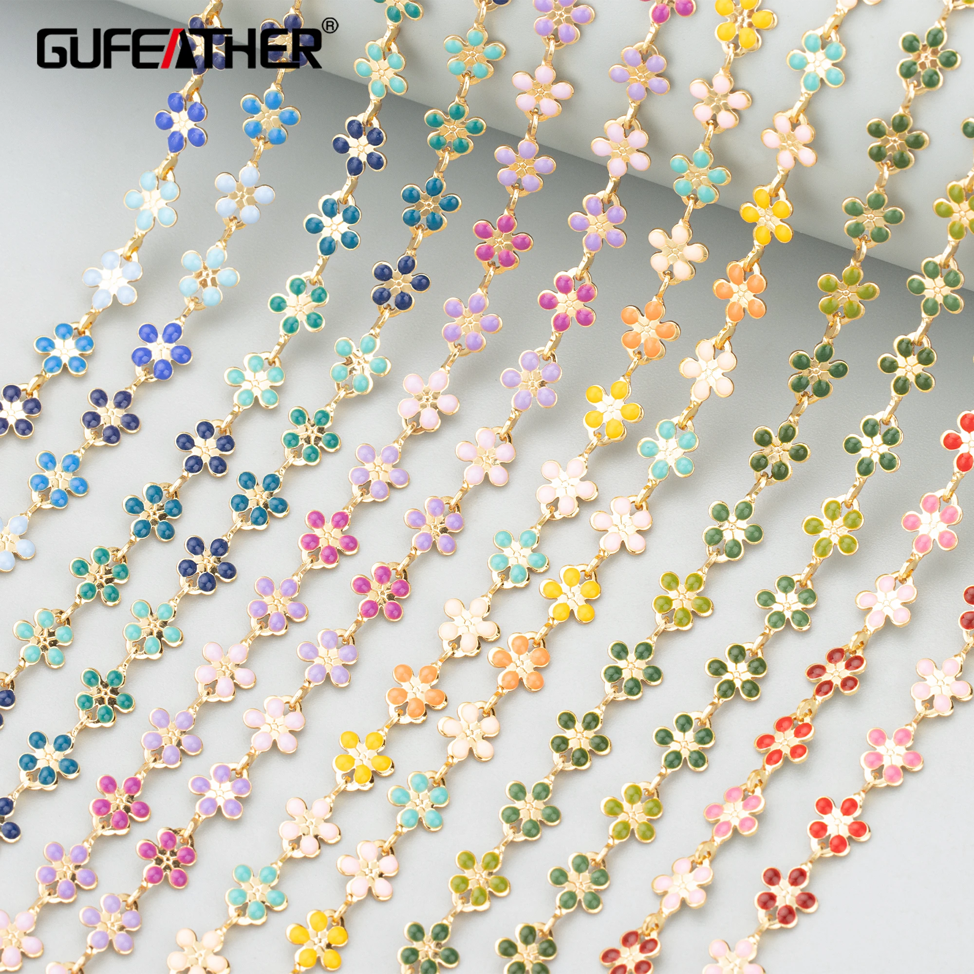 

GUFEATHER C365,chain,18k gold plated,copper,nickel free,flower shape,hand made,jewelry making,diy bracelet necklace,1m/lot