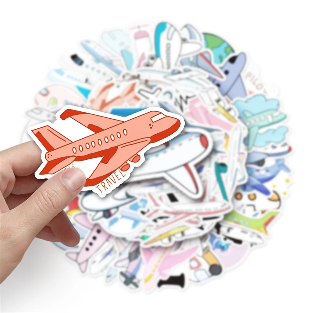 10/30/50pcs Cartoon Airplane Gifts Sticker For Toys Luggage Laptop Ipad Skateboard Fridge Mobile Phone Car Sticker Wholesale