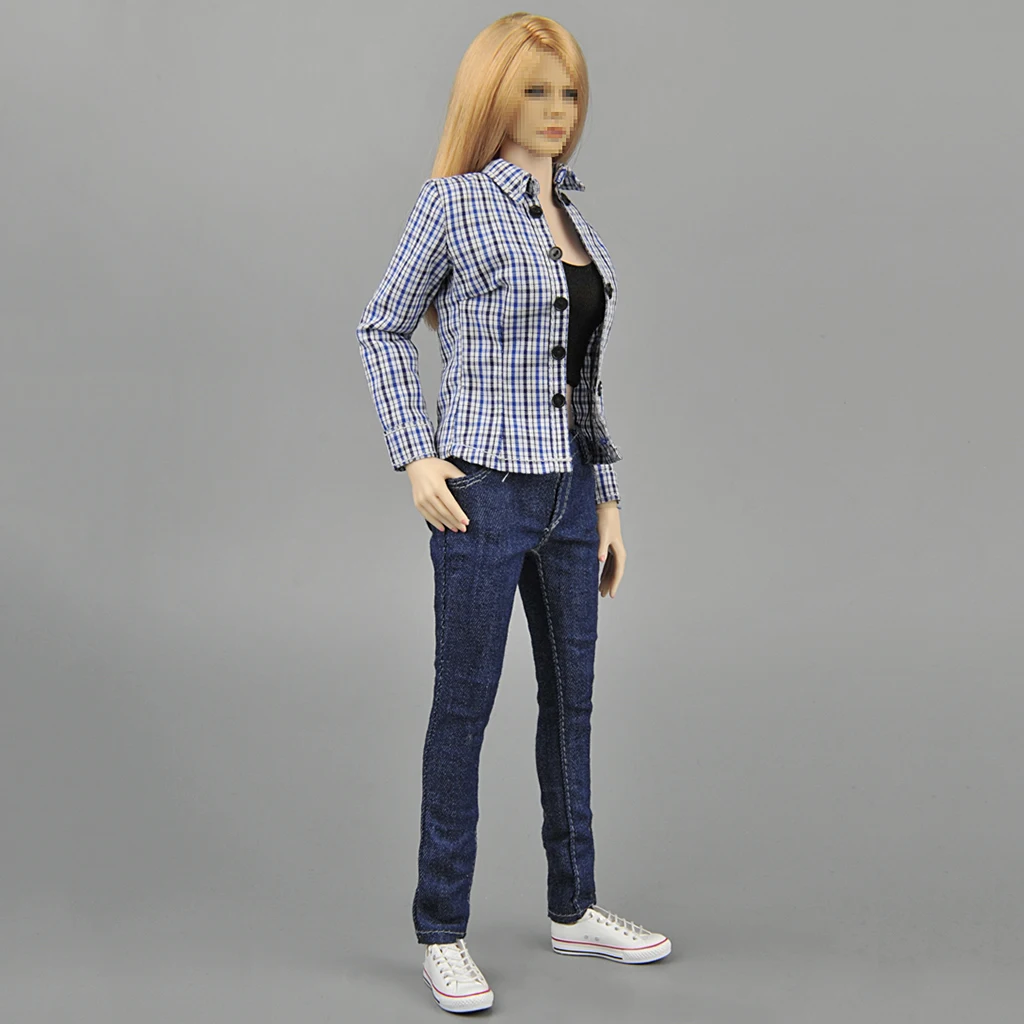 1/6 Scale Lattices Shirt Jeans für Mädchen weiblich 12in Figuren Körper