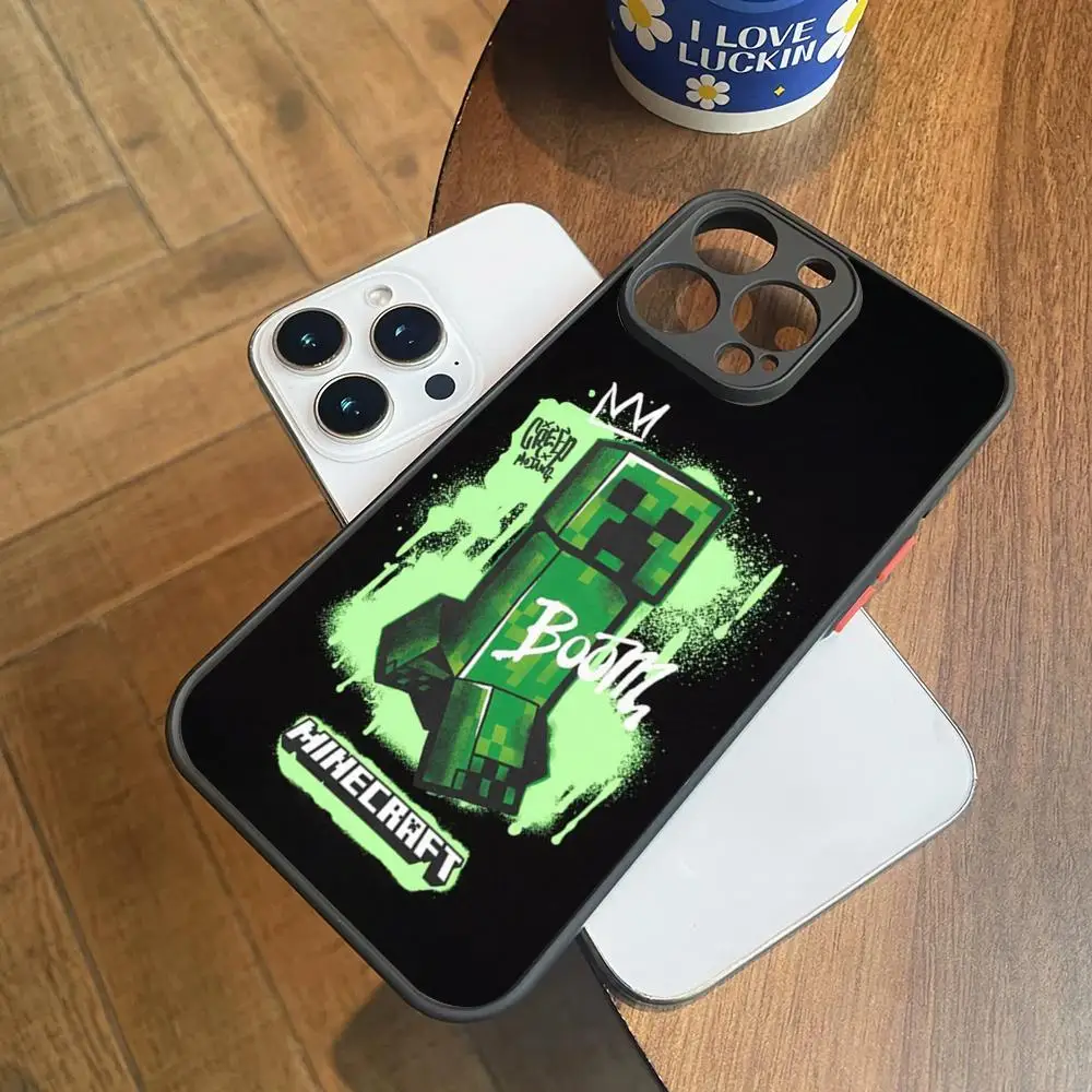 Capa Traseira Verde Pixel Monster Creeper para iPhone 17 16 15 14 13 11 12 Pro Max Mini Xs X Xr 7 8 Plus Se