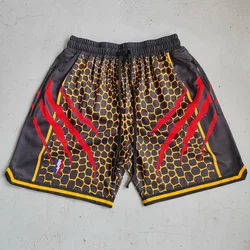 TRILLEST Los Angeles Style Black Mamba Spirit Scratch Printed Basketball Shorts with Zipper Pockets Street Wear Training Pants