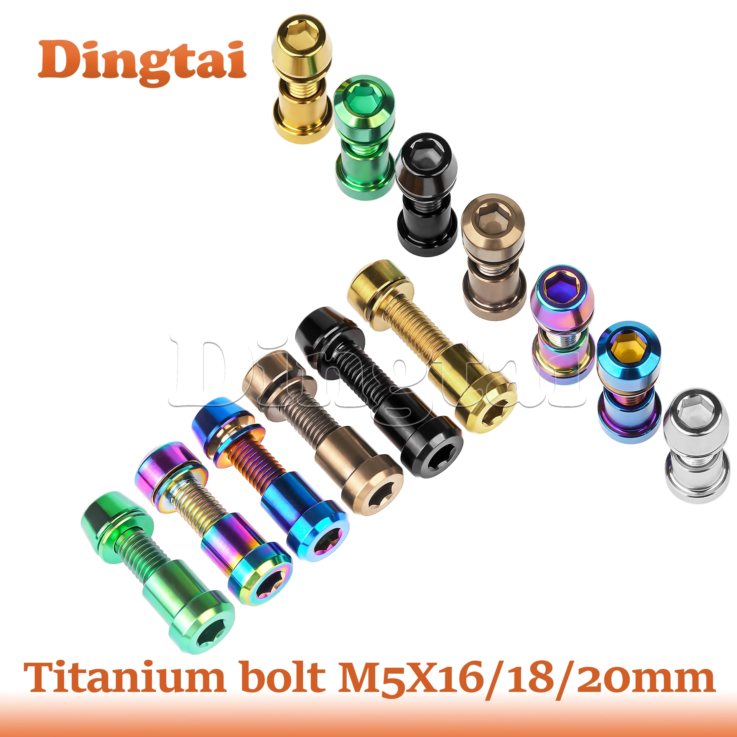 

Dingtai Titanium Bolt 2PCS M5x16 18 20mmHex Key Head Washer Screws + M5 Titanium Nut for 3t Carbon Fiber Fork Lock