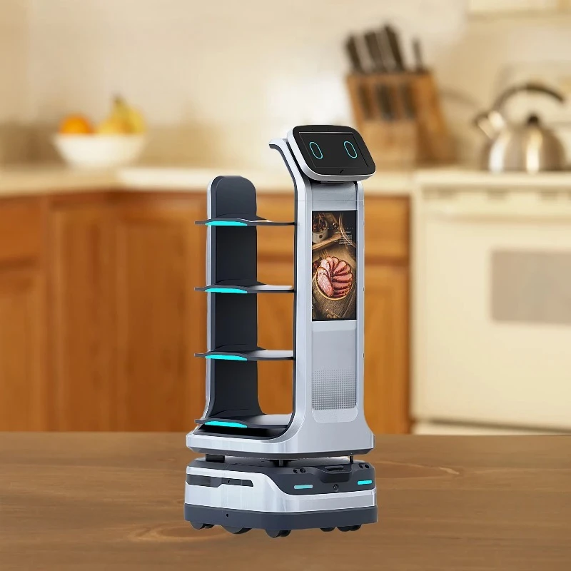 Commercial Restaurant Waiter Delivery Robot Autonomous Patrol Inspection 40KG Heavy Load Laser GPS Navigation System