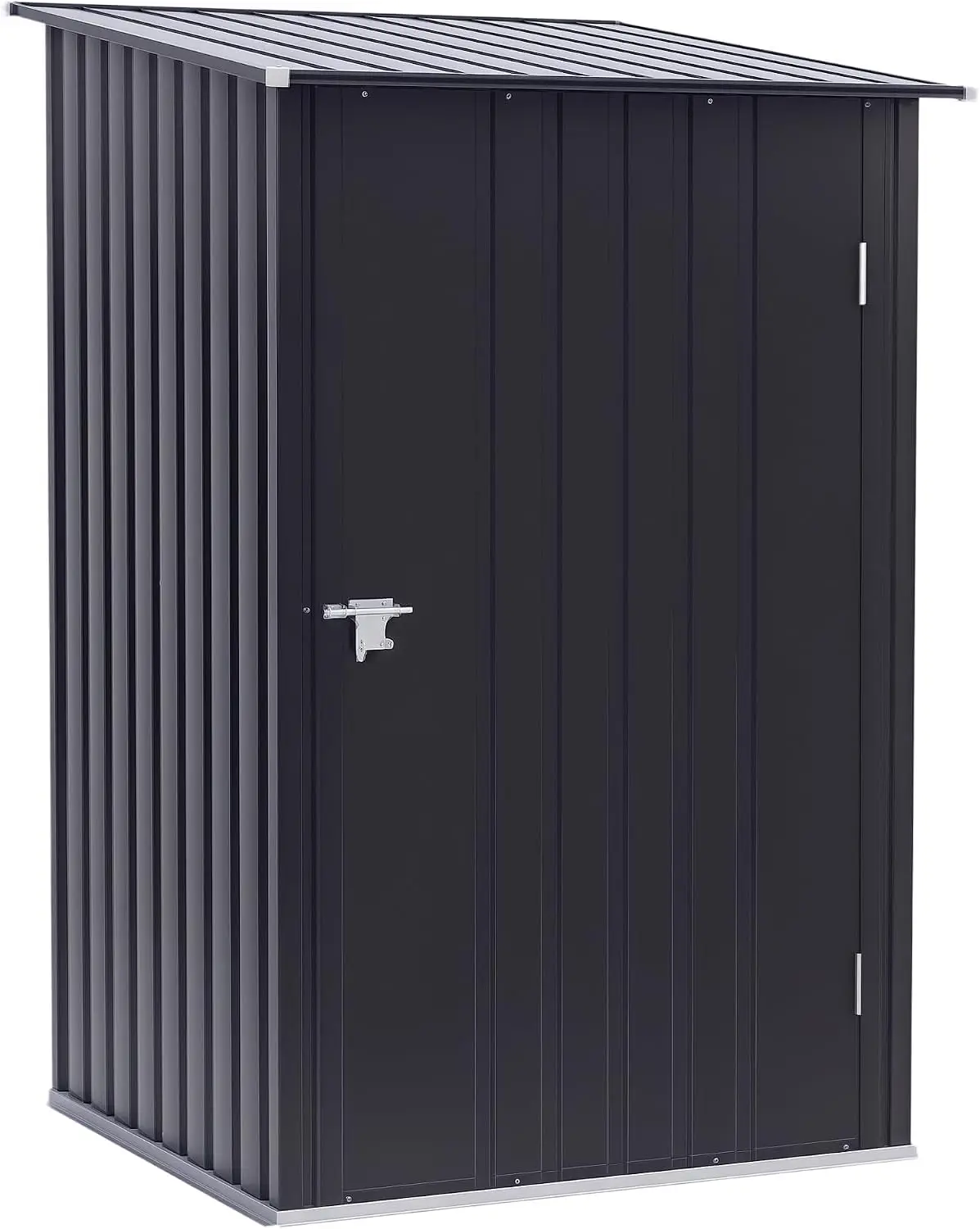 6x4ft Galvanized Steel Lean-to Garden Shed Dark Gray, Outdoor Storage Shed with Lockable Double Doors & Air Vents for Backyard Patio Tools Bike Storage