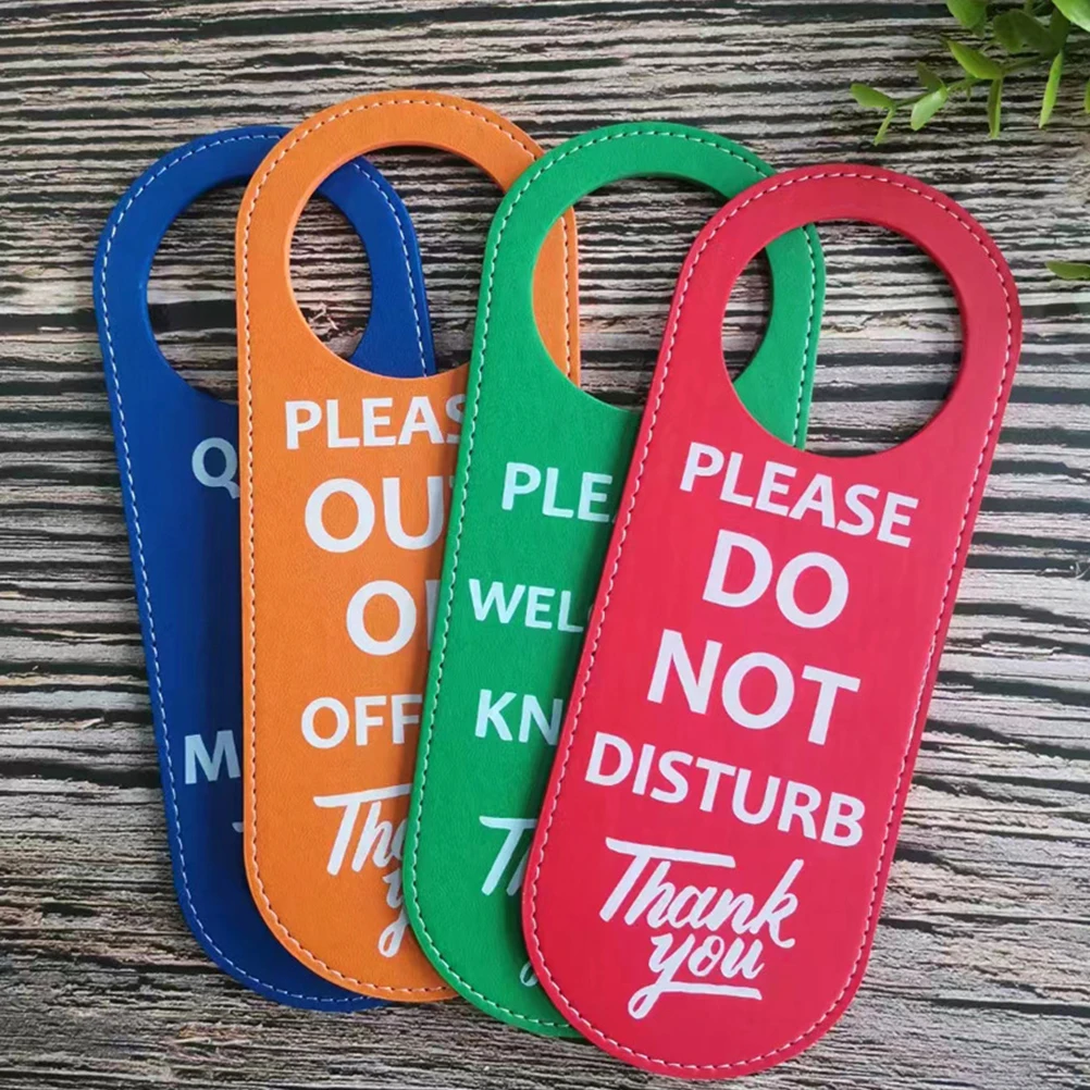 

4Pcs Signage Double Sided Do Not Disturb Door Hanger for Office Bedroom Hotel Please Knock Door Sign Indicator