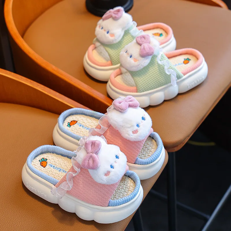 Women's Slippers Casual Cute Cartoon Open Toe Platform Slippers Girls' Breathable, Lightweight, Non-slip Home Shoes