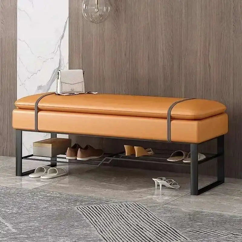 

Nordic Designer Door Shoe Changing Stools Home Furniture Creative Bedroom Bed End Stool Light Luxury Ottomans Storage Shoe Rack