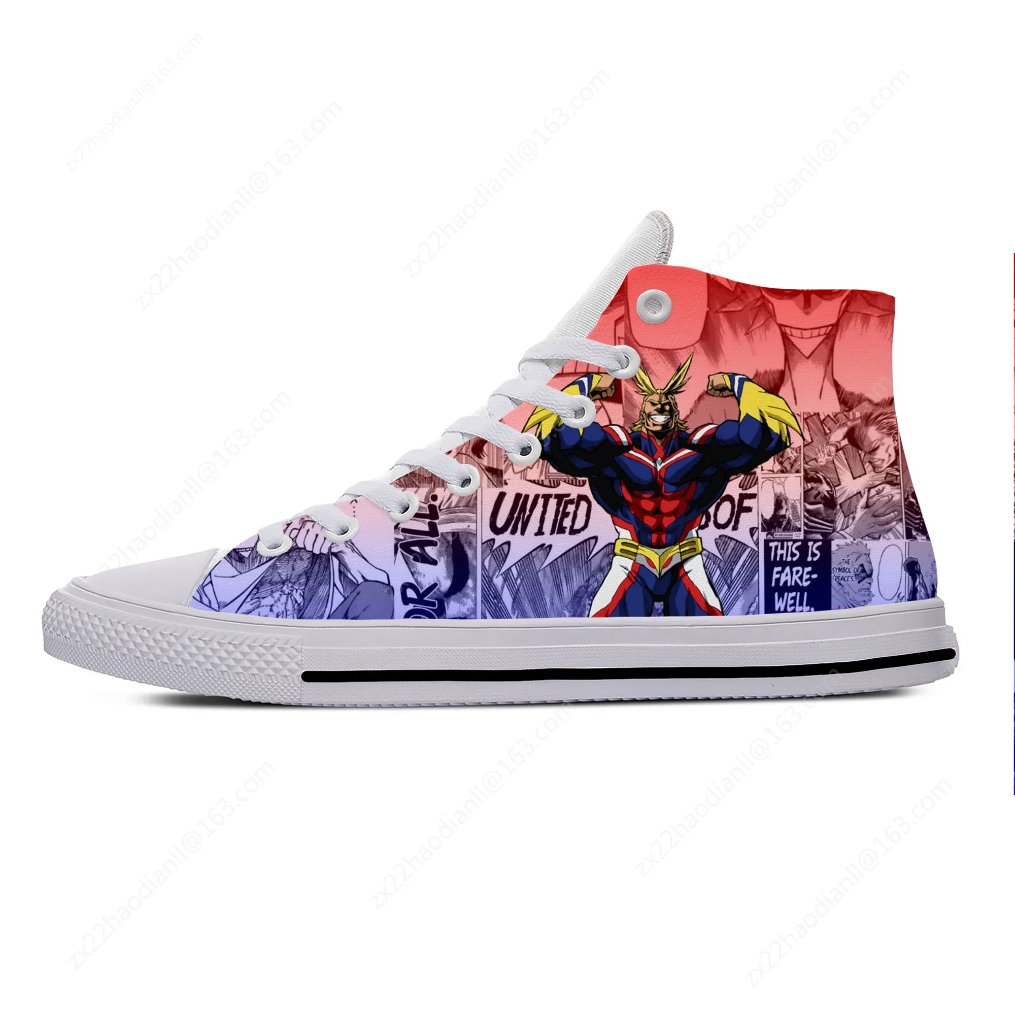 Japanese Anime Manga My Hero Academia All Might Casual Cloth Shoes High Top Lightweight Breathable 3D Print Men Women Sneakers