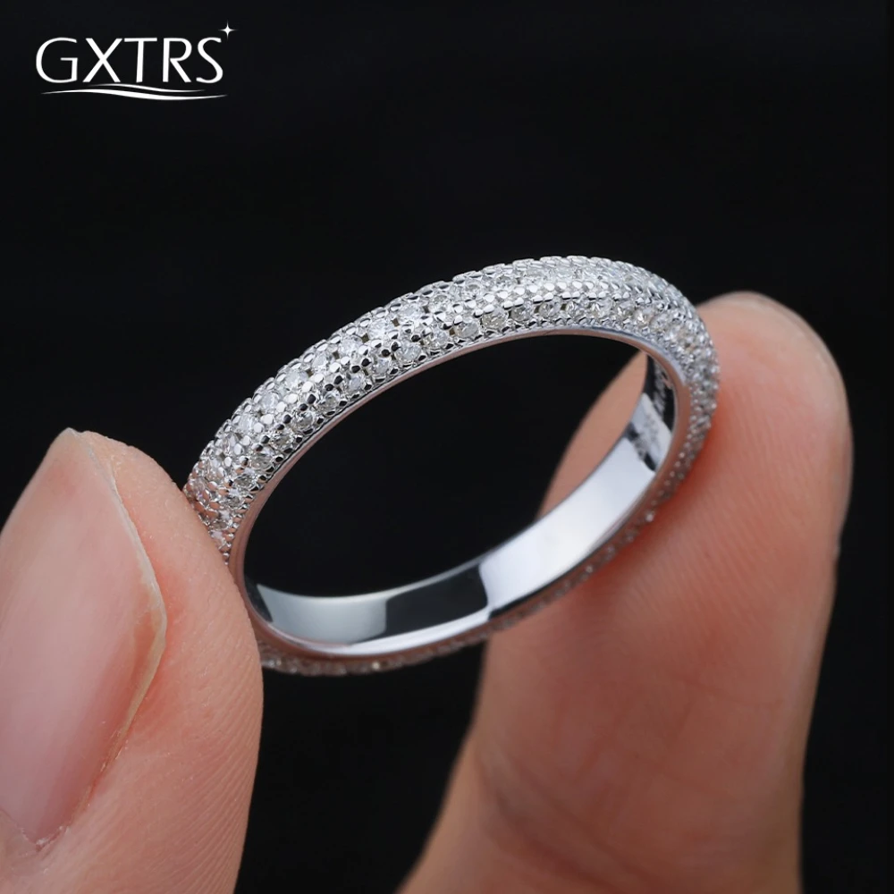 

GXTRS 1 мм кольца с муассанитом для женщин, стерлинговое серебро 925 пробы, сверкающие лабораторные бриллианты, обручальное кольцо, ювелирные изделия, подарки