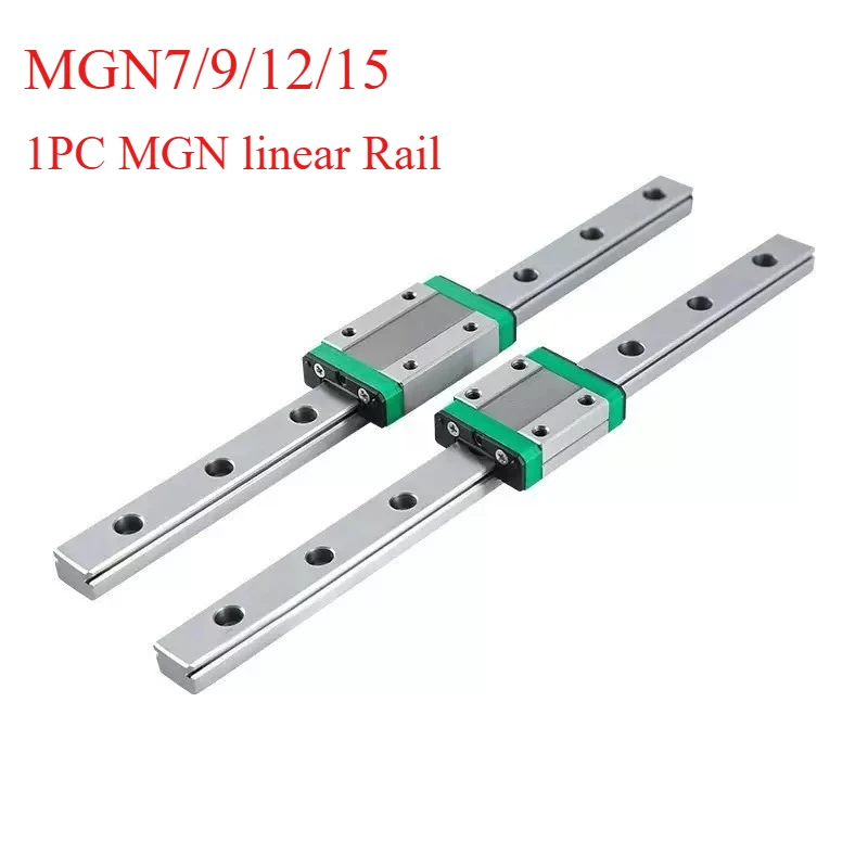 1PC MGN7 MGN9 MGN12 MGN15 MGN Miniature Linear Rail 100-550mm + 1PC MGN7H/C MGN9H/C MGN12H/C MGN15H/C Slide Block For CNC Parts