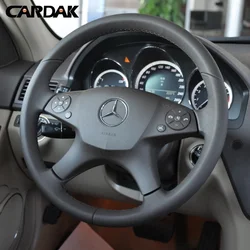 Hand-stitched Black Leather Steering Wheel Cover for Mercedes Benz W204 C-Class 2007-2010 C300 C280 C260 C230 C180 C200
