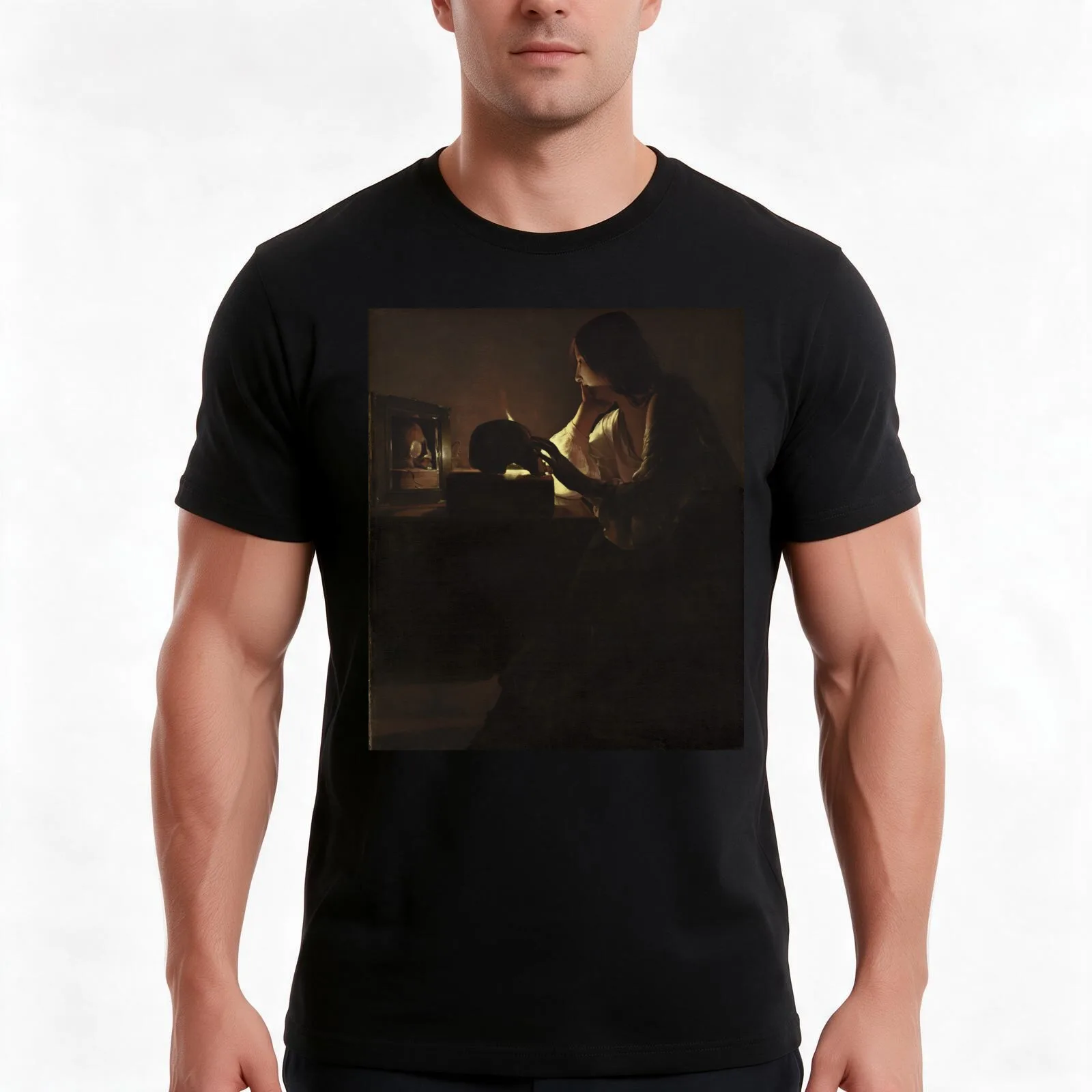 Georges de La Tour. The Repentant Magdalen, 1635-40. T-Shirt, Summer Casual Cotton Tee, Oversized Streetwear Tops, 100% Cotton