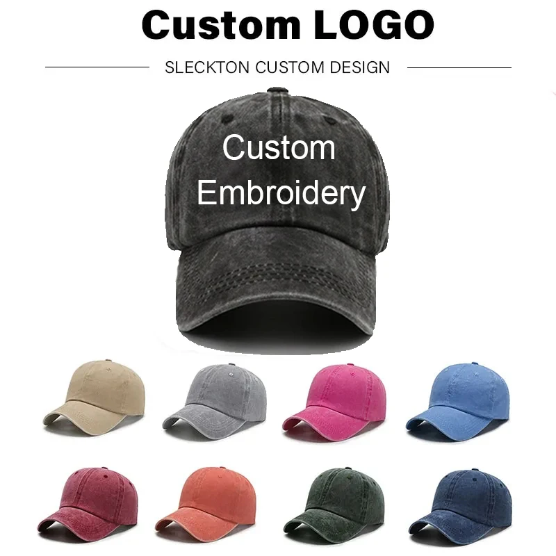 

Washed Cotton Custom Cap Men Customized Embroidered Logo Baseball Caps Team Letters Personalized Hat Party Casual Dad Hats