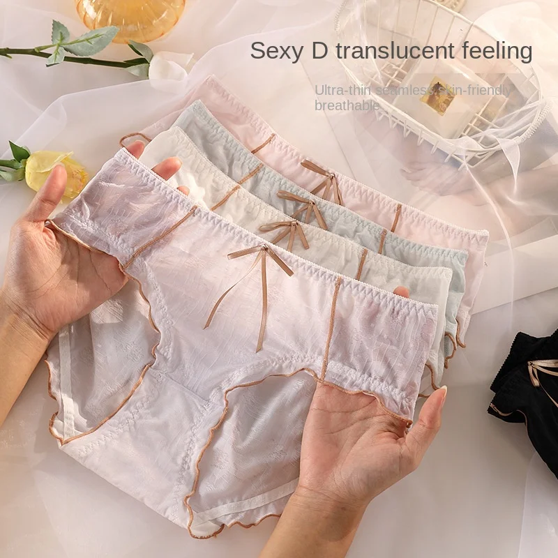 XL-3XL Women's Underwear Panty Sexy Lace Panties Fashion Bow Briefs Plus Size Med Waist Girls'Underpants Female Lingerie