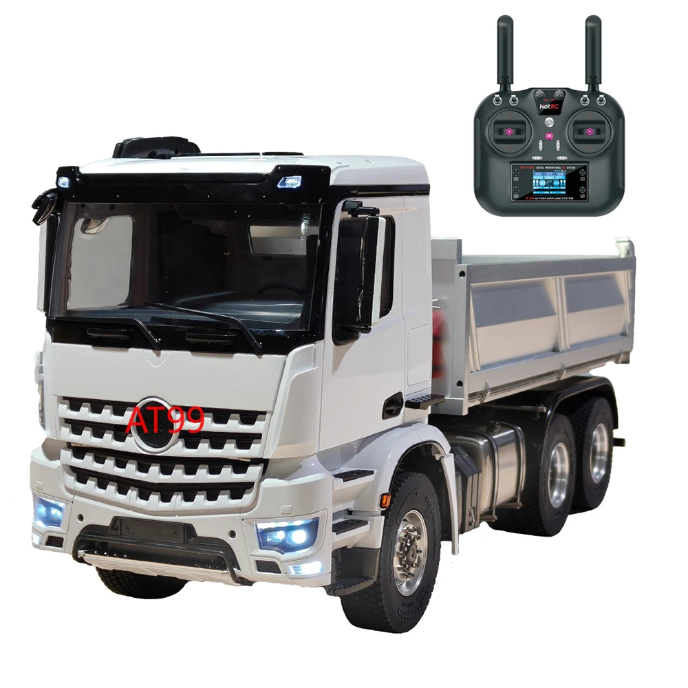 1/14 RC Dump Truck 3348 Hydraulic 6x6 Metal Chassis RC Truck Model Toy Light Sound Servo 2 Speed Remote Control Car Model