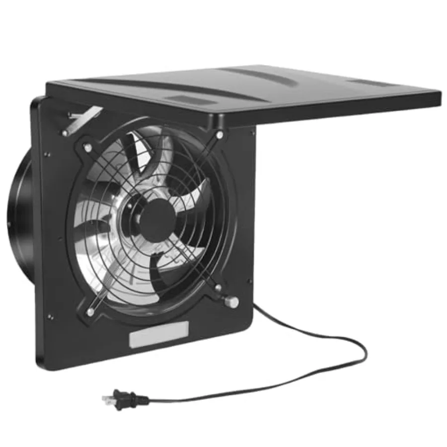 

10 Inch Exhaust Fan with Switch, 1236 CFM Powerful Through Wall Exhaust Fan with Damper, Potable Window Exhaust Fans, Small Fum