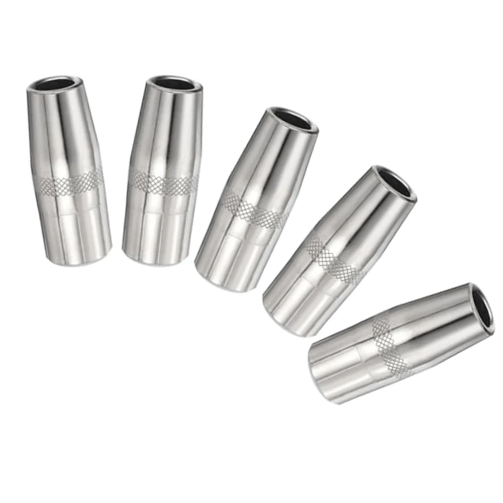 5-Piece Nozzle Set for MIG Welding Torches 12.5mm Bore 60mm Length Tapered Design for Reliable Gas Delivery in Workshop Use