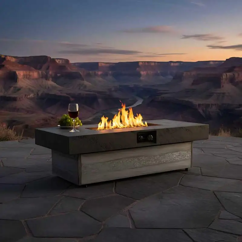 

Прямоцентр 48 x 24 дюйма. Стол для уличной костра, пропановая костра 50000 БТЕ для патио, две варианты высоты, идеально подходит для заднего двора